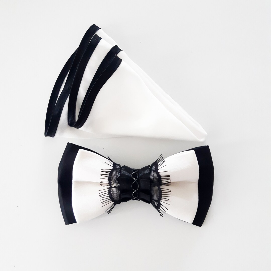 Black Duchesse Satin Silk Bow Tie