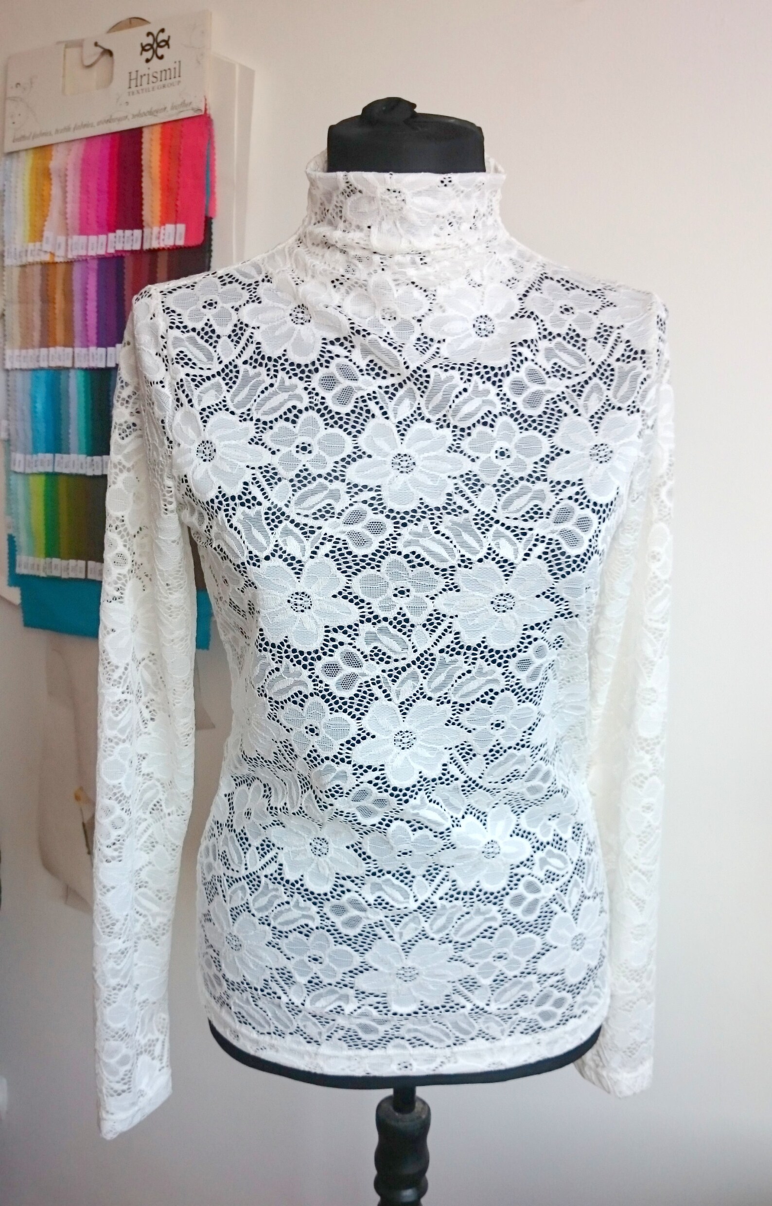 Natural white transparent sexy bridal lace turtleneck top | Etsy