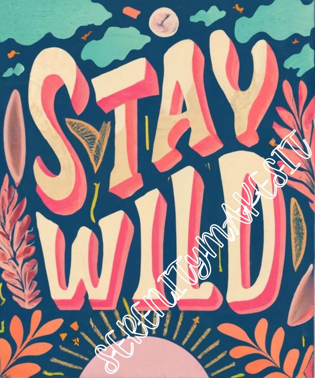 PRINTABLE Stay Wild Wall Art Print and Frame Instant Etsy