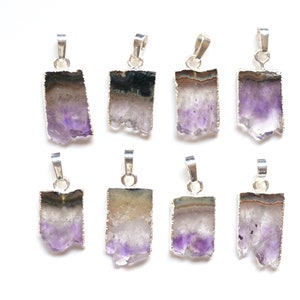 Nature Amethyst Slice Charms Drusy Druzy Geode pendant , Amethyst Druzy Agate Pendant with Silvery Electroplated Edges - amethyst pendant