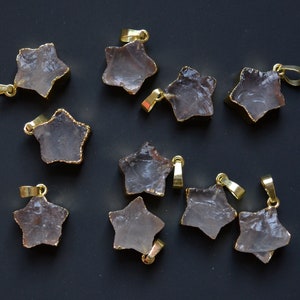 Natural clear quartz star shape Pendant , Gold Electroplated clear crystal star pendant ,jewelry pendants