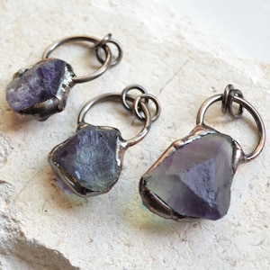 Nature purple Fluorite pendant ,green/ purple quartz pendant for jewelry making