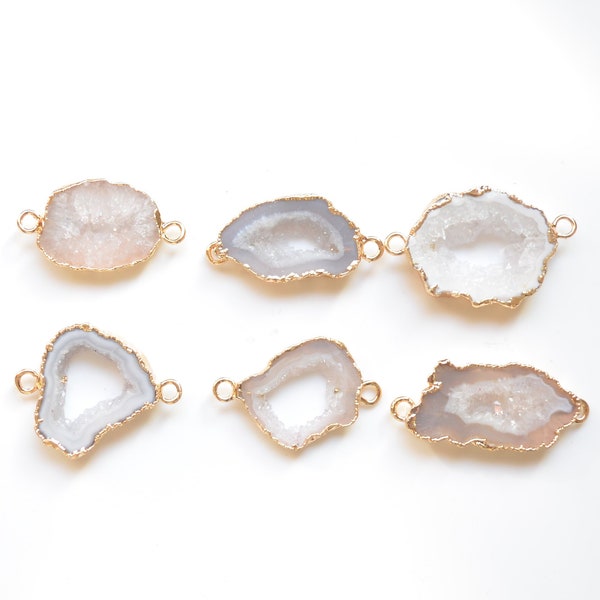 Pendentif connecteur Nature Agate, pendentif connecteur Druzy Geode, connecteur Gold Plated Agate Geode Slice, Pendentif Stalactite, Pendentif Gemstone