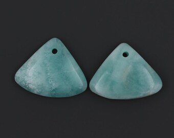 1 Pair/ Semi precious stone for jewelry ,fan shape blue hemimorphite earring beads ,matched gemstone earring pair ,20*16*4 mm,4.1g ,A17D111
