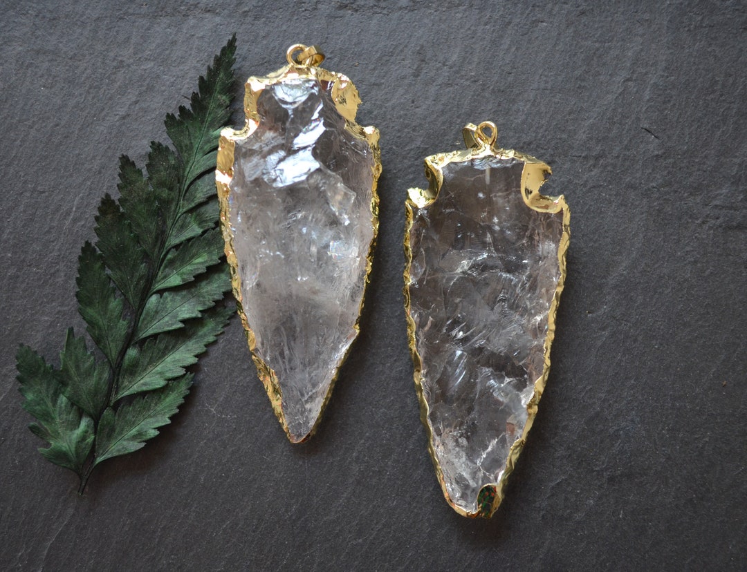 Big Size Clear Quartz Crystal Arrowhead Pendant clear Crystal Etsy