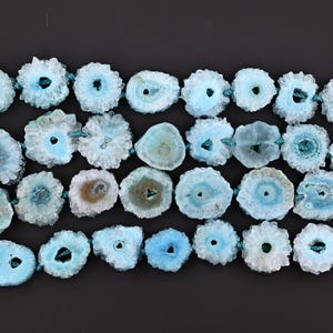 Blue Stalactite Solar druzy Slice beads , Druzy connector pendant, Solar Agate Pendant, 15 &quot; strand beads,CL0013