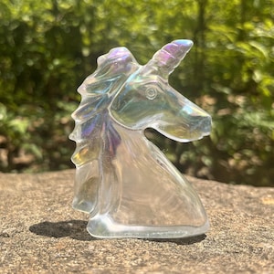 Carved auro glass unicorn , unicorn Sculpture ,unicorn carving,  Home Decor
