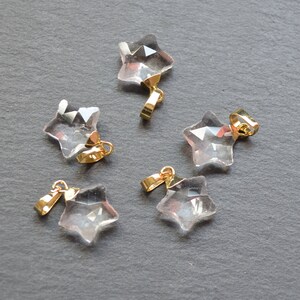 Nature clear crystal Faceted star pendant with Gold Electroplated Edges