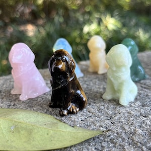1.5 &quot; Carved crystal dog , gemstone carving dog Animal, Gemstone dog Sculpture ,  Home Decor, cystal gift ,healing crystal