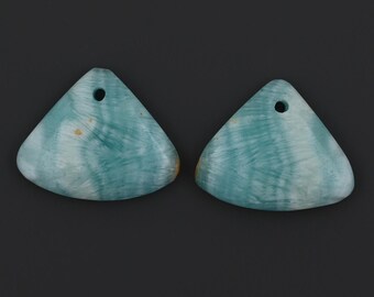 1 Pair/ Semi precious stone for jewelry ,fan shape blue hemimorphite earring beads ,matched gemstone earring pair ,20*16*4 mm,4g ,A17D115
