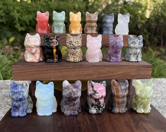 Crystal Cat Carving: 1.5" Gemstone Animal Sculpture, Home Decor