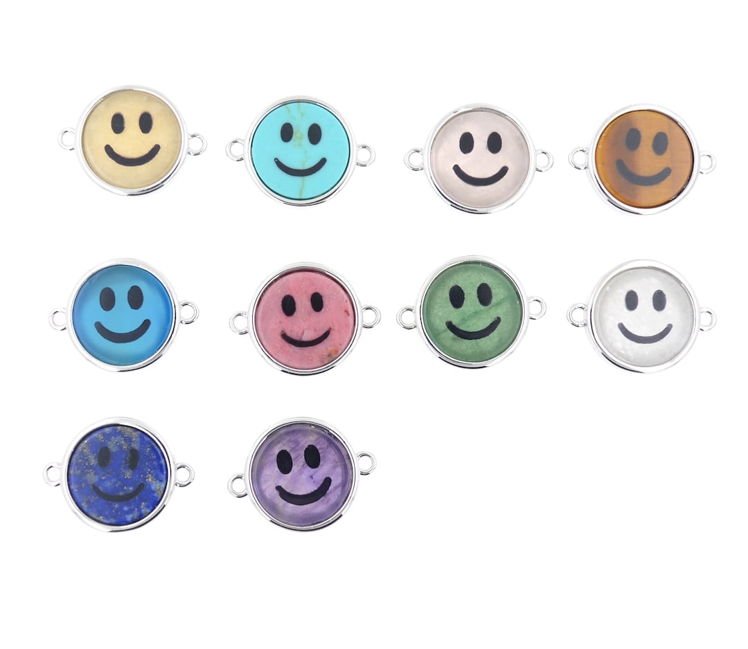 Rose Quartz/ Amethyst/ Lapis Happy Face Pendant , Nature Stone Smile ...