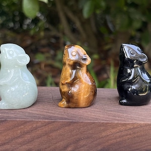 1.5 &quot; Carved crystal mouse , carved Crystal Animal, Stone mouse carving,  Home Decor, healing crystal