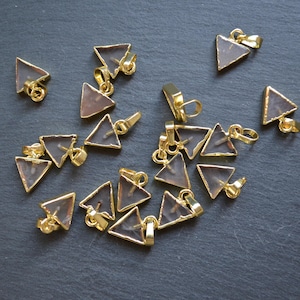 Nature clear crystal triangle pendant with Gold Electroplated Edges
