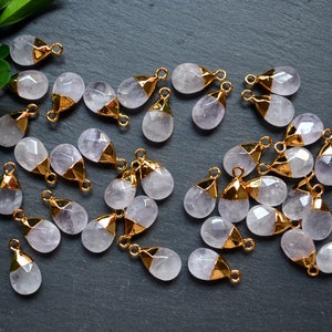 New amethyst Faceted water drop Pendant with Gold Electroplated Edges, purple crystal jewelry pendants