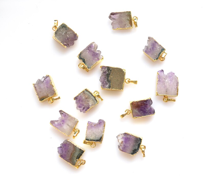 Nature Amethyst Slice Charms Drusy Druzy Geode pendant amethyst pendant Amethyst Druzy Agate Pendant with Gold Electroplated Edges