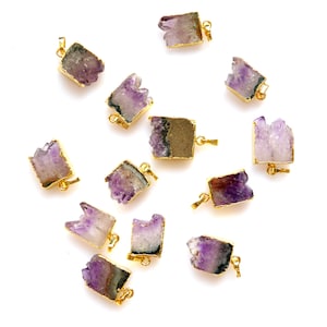Nature Amethyst Slice Charms Drusy Druzy Geode pendant , Amethyst Druzy Agate Pendant with Gold Electroplated Edges - amethyst pendant