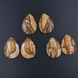 1 Pair tear drop shape picture stone Cabochon for earring