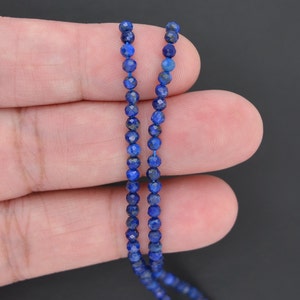 Nature 2.5mm / 3mm/ 4 mm facted lapis beads, facted gemstone bead , round facted lapis beads ,15" lapis beads