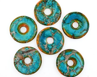 30mm Sea Sediment Jasper Donut Pendant Bead