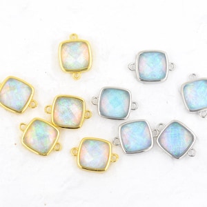 New square shape opal connector pendant --oval jewelry findings
