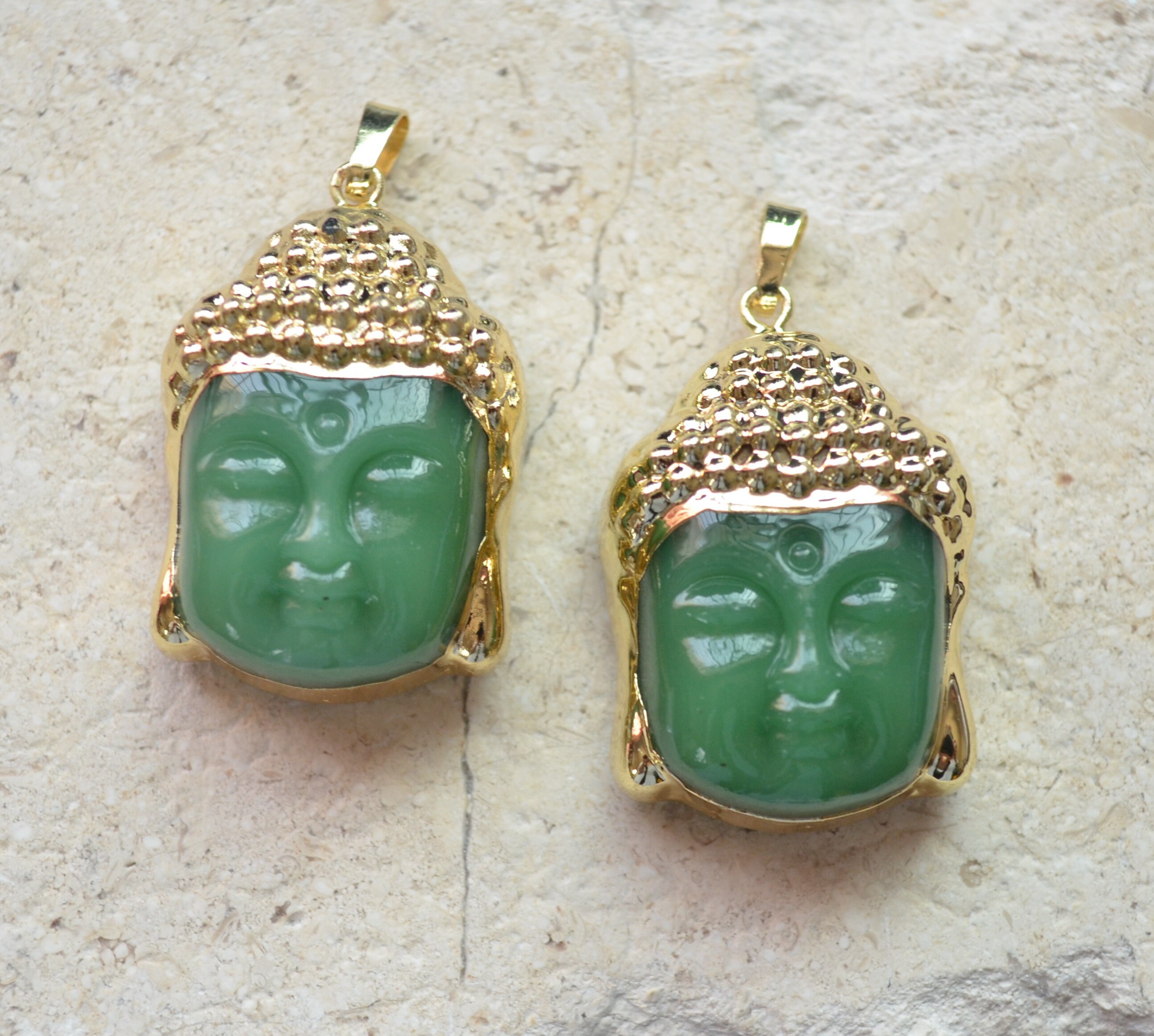 Neuer vergoldeter grüner Glas Buddha Kopf Anhänger Buddha | Etsy