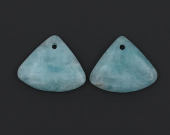 1 Pair/ Semi precious stone for jewelry ,fan shape blue hemimorphite earring beads ,matched gemstone earring pair ,20*16*4 mm,3.7g ,A17D119