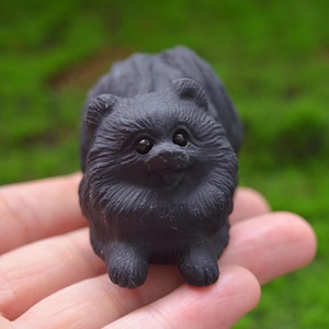 2.3 " Carved Obsidian dog , gemstone carving dog Animal, Gemstone dog Sculpture ,  Home Decor, cystal gift ,healing crystal