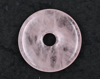 Colgante de cuentas de donut de cuarzo rosa natural de 40 mm, piedra preciosa de donut, regalo de decoración del hogar
