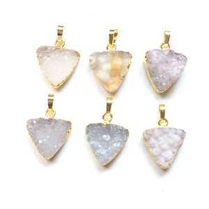Nature 15 mm triangle drusy Druzy pendant with Gold Electroplated Edges-- triangle Drusy Pendant