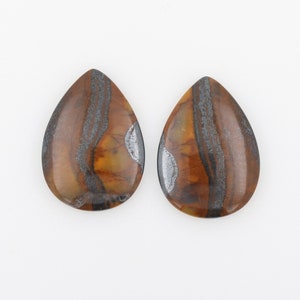 1 Pair tear drop shape Iron tiger stone Cabochon for earring