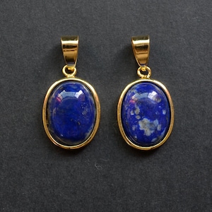 Nature 17 mm egg shape lazurite stone pendant with Gold Electroplated Edges