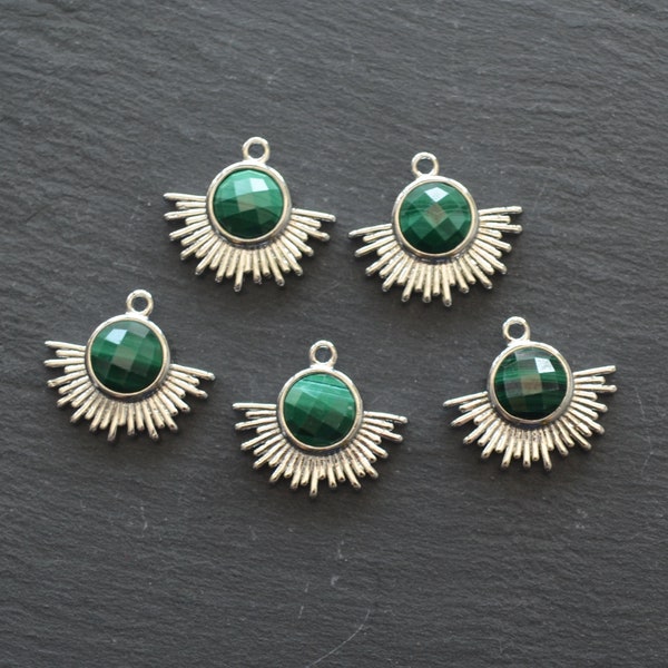 Sun shape charm malachite charm pendant for earring necklace jewelry making supplies