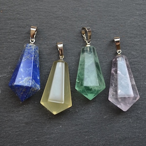 Lapis / Amethyst / Fluorit / Citrin Beendeter Punktanhänger mit Gold galvanisierten Ränder, facettierte Kristallschmuckanhänger