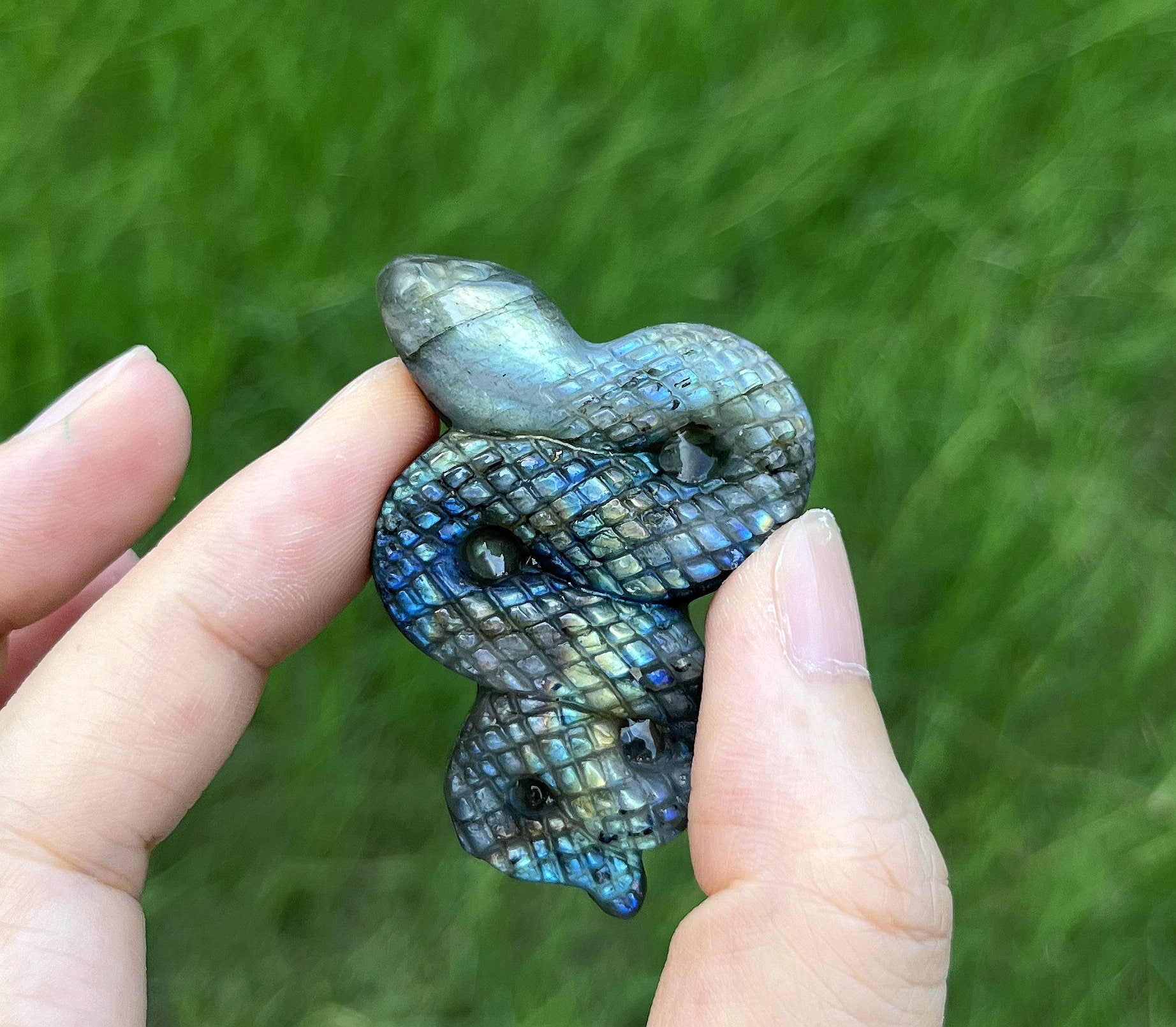 Carved Labradorite Snake Sculpture, Reiki Healing Crystal Decor - Etsy