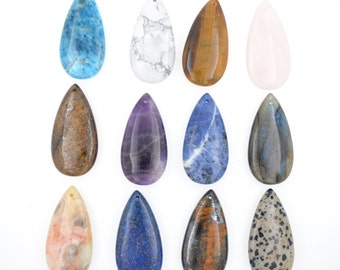 Teardrop Gemstone Pendant, Apatite, Amethyst, Tiger Eye, Lapis