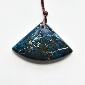 Nature blue chrysocolla beads pendant , fan shape chrysocolla charms for jewelry ,34*24*7.5mm,8.4g,A1D111