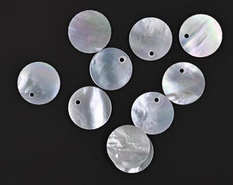 Dijes de moneda de concha de 12 mm, colgante de círculo plano de nácar, dijes de trapeador de disco redondo, cuentas de concha natural, D0028