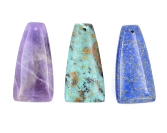 Nature lapis / amethyst / African turquoise pendant, amethyst charm for jewelry making