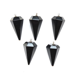Nature big size black agate stone Pendulum Pendant ,black agate Faceted Pyramid stone pendant