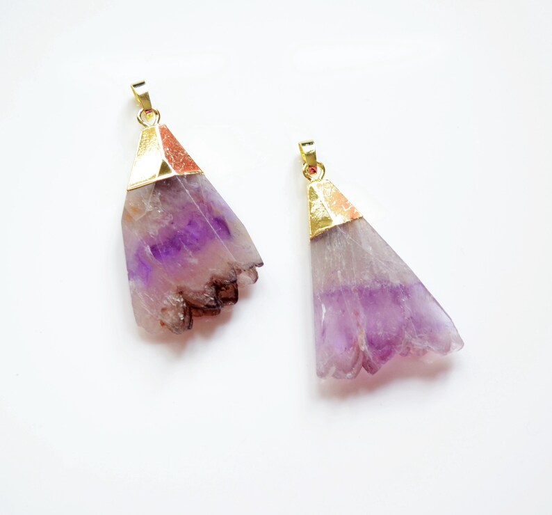 Nature amethyst crystal agate Pendant with Gold Electroplated Edges amethyst Jewelry Findings For Jewelry