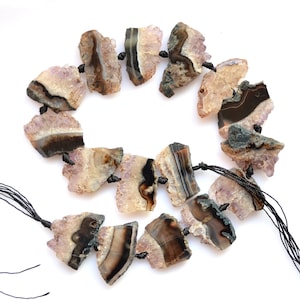 New black amethyst agate druzy Slice connector pendant bead, Agate Pendant- 15.5&quot; Strand