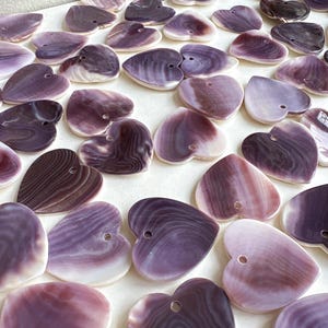 Nature 25 mm Wampum Quahog-harthanger met schelp, paarse schelpoorbel bedels, sieraden Finding