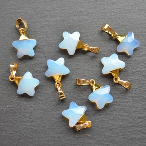 Nature opal stone Faceted star pendant with Gold Electroplated Edges