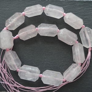New rose quartz slice beads , Drilled Rectangle Point pink quartz crystal bead