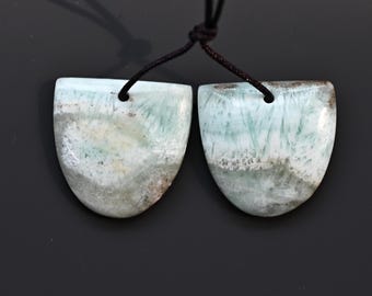 1 Pair/ Semi precious stone for jewelry making ,blue hemimorphite earring beads ,matched gemstone earring pair ,20*20*4 mm,A27D206