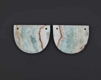 1 Pair/ Semi precious stone ,Flat blue hemimorphite earring beads ,matched gemstone earring pair ,30*25*4 mm,10.3g(2 pieces), B02D0225