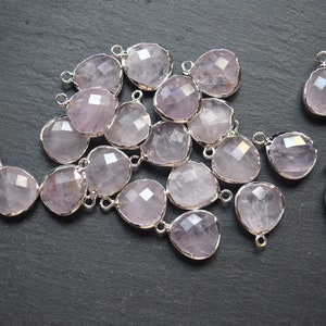 New amethyst Faceted water drop Pendant with Silvery Electroplated Edges, purple crystal jewelry findings
