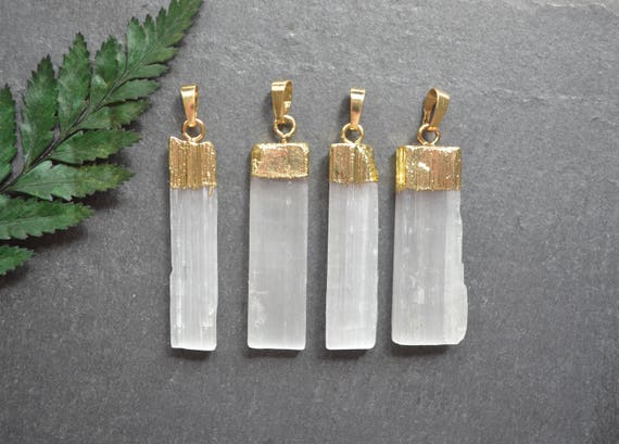 Selenite Pendant w/ Silver Plated top Selenite Pendant w/ Silver Plated top