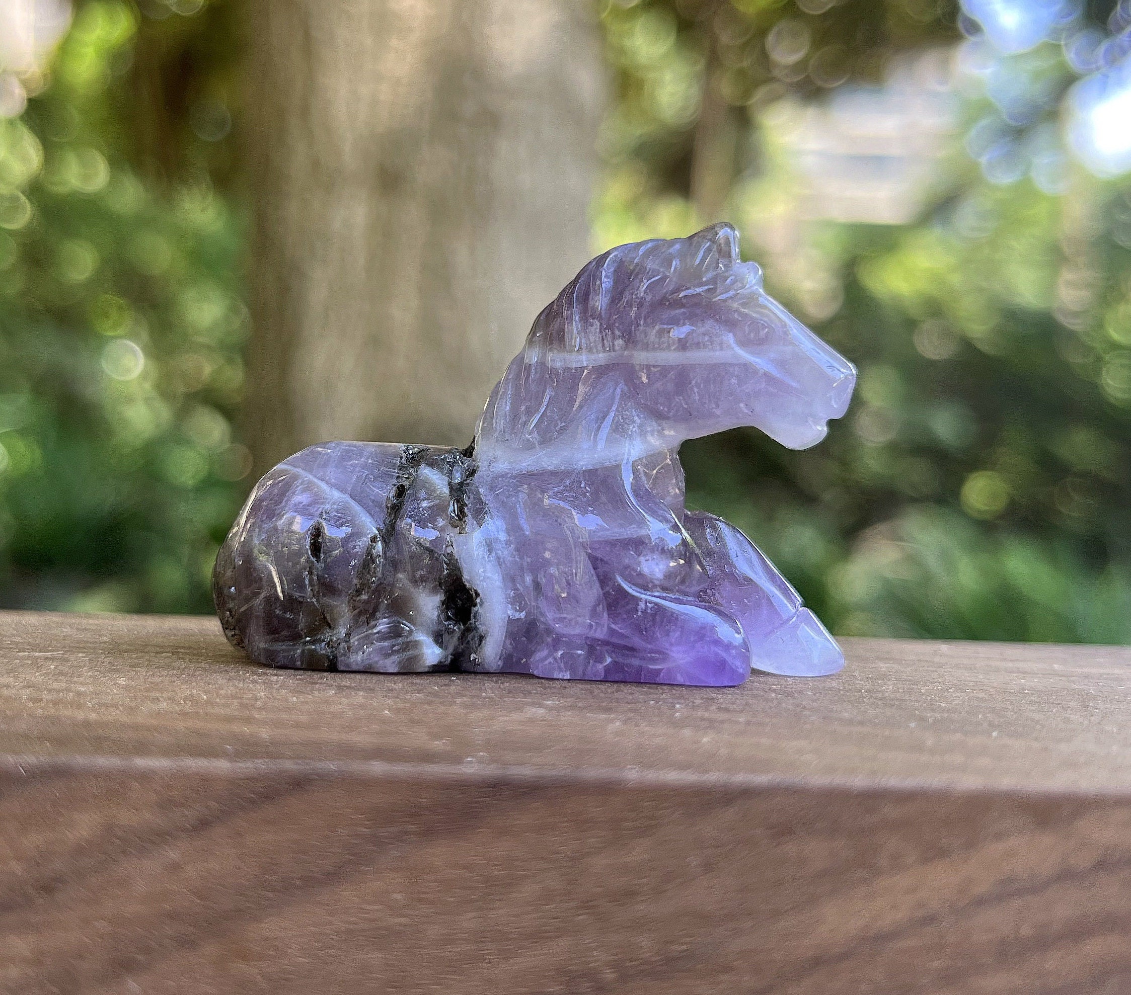 Carved Amethyst Crystal Horse: 2 Inch Gemstone Animal Sculpture - Etsy